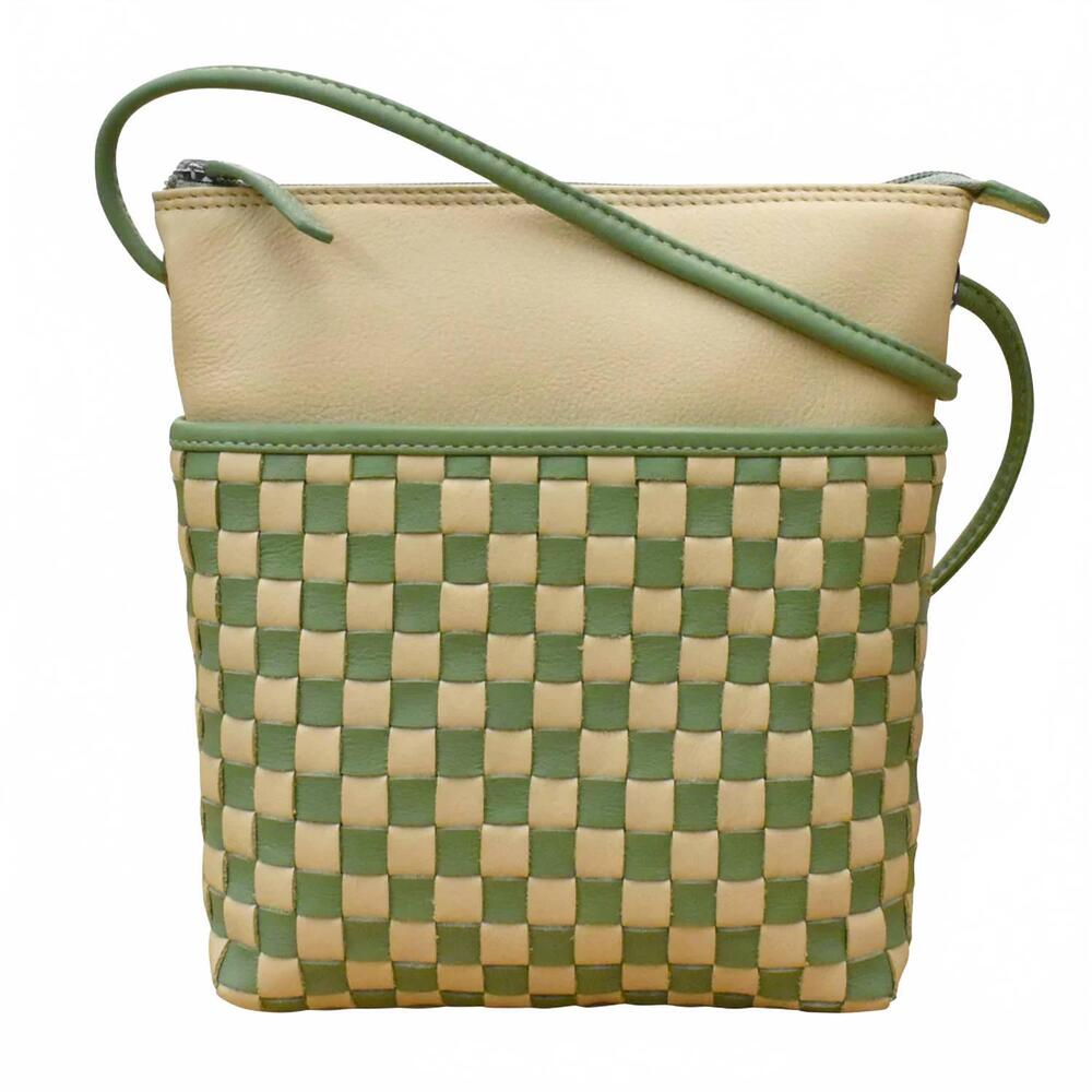 NEW ILI NEW YORK checkerboard crossbody bag in stone/sage